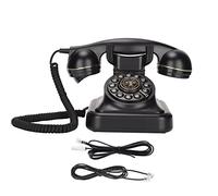 Retro Landline Phone, Corded Black Old Phone, Large Buttons Vintage Rotary Telephone European Style Antique Telephone for Bedroom Study Office Coffee Shop Decor