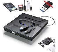 Retro Laptop CD DVD Player USB C 3.0 Portable CD Burner, Multifunctional External Optical Drive DVD Burner, 7-in-1 USB3.0/Typec, Ultra Slim Plug-and-Play with U Disk & Card Expansion (0.5in)