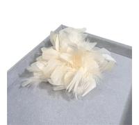 Retro Large Feather Women's Brooch Chest Flower Pin Dress Hat Decoration Corsage(Beige)