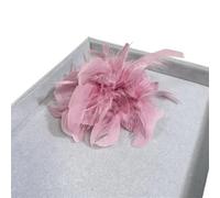 Retro Large Feather Women's Brooch Chest Flower Pin Dress Hat Decoration Corsage(Pink)