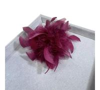 Retro Large Feather Women's Brooch Chest Flower Pin Dress Hat Decoration Corsage(Red)