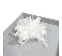Retro Large Feather Women's Brooch Chest Flower Pin Dress Hat Decoration Corsage(White)