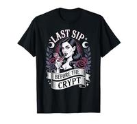 Rétro Last Sip Before The Crypt Fun Halloween Gothic Vampire T-Shirt