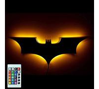 Rétro LED Chambre Enfant Applique Murale avec Télécommande Créatif Batman RGB Lampe Murale Argent Miroir veilleuse Vintage Plafonnier Industriel Lampe de Mur Bar Chambre à Coucher Cuisine Café(USB)