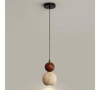 Retro LED Travertine 5W Wood Hanging Chandeliers Kitchen Island Light Fixture, Pendant Lamps for Dining Room Bedside