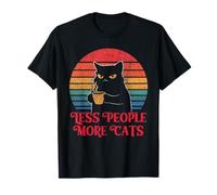 Rétro Less People More Cats Funny Sarcastic Cat Lover T-Shirt