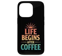 Retro Life Begins After Coffee Caféine Humour Coque pour iPhone 13 Pro