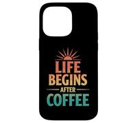 Retro Life Begins After Coffee Caféine Humour Coque pour iPhone 14 Pro Max