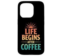 Retro Life Begins After Coffee Caféine Humour Coque pour iPhone 15 Pro