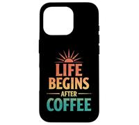 Retro Life Begins After Coffee Caféine Humour Coque pour iPhone 16 Pro