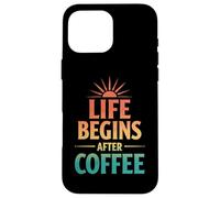 Retro Life Begins After Coffee Caféine Humour Coque pour iPhone 16 Pro Max
