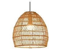 Retro Light Fixtures Water Hollow Weaving Pendant Lighting for Kitchen Island, E27 Rattan Basket Chandelier Boho Home Decoration Hanging Wicker Lamp(Coffee)(Beige,45cm)