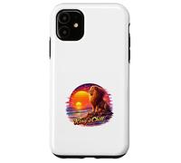 Rétro Lion Océan Coucher De Soleil Majesté Illustration Coque pour iPhone 11
