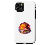 Rétro Lion Océan Coucher De Soleil Majesté Illustration Coque pour iPhone 11 Pro
