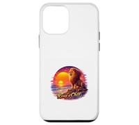 Rétro Lion Océan Coucher De Soleil Majesté Illustration Coque pour iPhone 12 Mini
