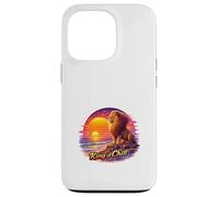 Rétro Lion Océan Coucher De Soleil Majesté Illustration Coque pour iPhone 13 Pro