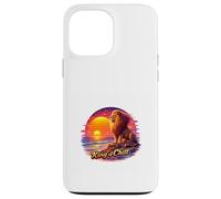Rétro Lion Océan Coucher De Soleil Majesté Illustration Coque pour iPhone 13 Pro Max