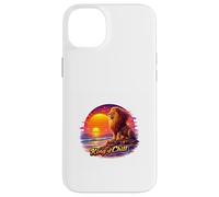 Rétro Lion Océan Coucher De Soleil Majesté Illustration Coque pour iPhone 14 Plus