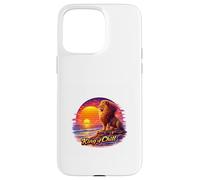 Rétro Lion Océan Coucher De Soleil Majesté Illustration Coque pour iPhone 15 Pro Max