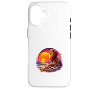 Rétro Lion Océan Coucher De Soleil Majesté Illustration Coque pour iPhone 16