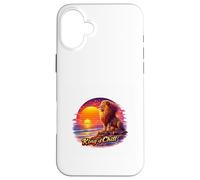 Rétro Lion Océan Coucher De Soleil Majesté Illustration Coque pour iPhone 16 Plus