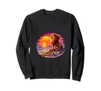Rétro Lion Océan Coucher De Soleil Majesté Illustration Sweatshirt
