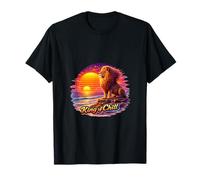 Rétro Lion Océan Coucher De Soleil Majesté Illustration T-Shirt