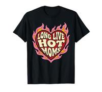 Rétro Longue Vie aux Mamans Chaudes drôle Coeur Flamboyant T-Shirt