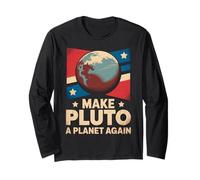 Rétro Make Pluton a Planet Again Distressed Texas Space Manche Longue