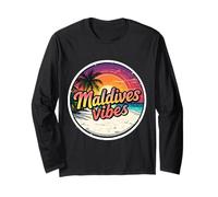 Rétro Maldives Vibes Beach Vintage Sunset Holiday Souvenir Manche Longue