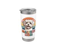 Retro Maltese Mom Gobelet isotherme en acier inoxydable double paroi