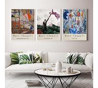 Rétro Marc Chagall Affiche Imprimer Paris La Vie Peinture Sur Toile Abstraite Promenade Mur Art Photos Salon Bureau Décor À La Maison 50x70cm-3Pieces Sans Cadre