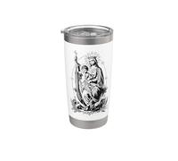 Rétro Mère Marie et Bébé Jésus Art Catholique Vintage Gobelet isotherme en acier inoxydable double paroi