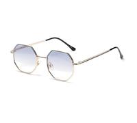 Retro Metal Frame Hexagon Sunglasses Fashion Rose Gold Mirror Shades UV400,Black Clear,Sunglasses(Blue Yellow Gradient)
