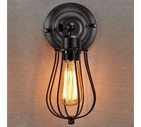 Rétro Metal Murale Applique, Applique Industrielle Murale,Lampe Murale Cage Luminaire, Vintage Luminaire Intérieur Rustique, E27 pour Chambre Cuisine Bar Café Salon Restaurant, Noir