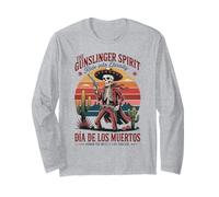 Rétro Mexican Heritage Wild West Squelette Cowboy Vintage Manche Longue