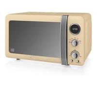 Retro Micro-ondes Numérique 20L, 5 Niveaux Puissance, Décongélation, Minuterie, SWAN, SM22030CNEU, 800, Crème Crème G