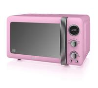 Retro Micro-ondes Numérique 20L, 5 Niveaux Puissance, Décongélation, Minuterie SWAN SM22030LPNEU 800W Rose