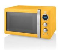 Swan Retro SM22030YELNEU Micro-ondes Numérique 20L, 5 Niveaux de Puissance, Fonction Décongélation, Minuterie 60 Minutes, Porte à Effet Miroir, Plateau Tournant 27cm, Design Vintage, Jaune, 800W
