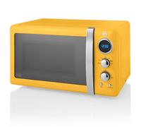 Retro Micro-ondes Numérique 20L, 5 Niveaux Puissance, Décongélation, Minuterie, SWAN, SM22030YELNEU, 800, Jaune Jaune G
