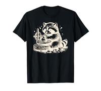 Retro mignon raton laveur à Pottery Wheel jetant une poterie T-Shirt