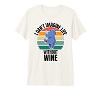 Rétro Mignon Rhino I Can't Imagine Life Without Wine T-Shirt Haut de Gamme
