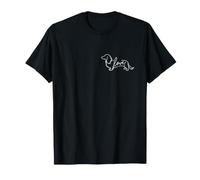 Retro Minimalist Line Art Long Haired Dachshund Pocket Love T-Shirt