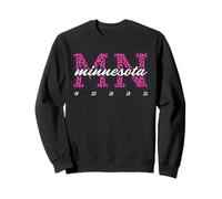Rétro Minnesota Cheer Pink Leopard Varsity State Art Sweatshirt