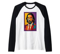 Retro Modern Art Face Design Vibrant Manche Raglan