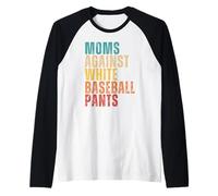 Retro Moms Against White Baseball Pants Funny Baseball Mom Manche Raglan
