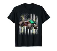 Rétro Monster Trucks Voiture Vintage Camion USA Drapeau Américain T-Shirt