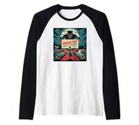 Rétro Monstre Drive-In Horreur Movie Art Vintage Manche Raglan