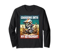 Retro Motocross Dad Gnome Crossing Into My Retirement Manche Longue