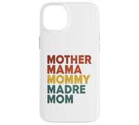 Retro Multilingual Mom Typography Bold Motherhood Statement Coque pour iPhone 14 Plus